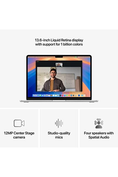 Apple 15inch MacBook Air:Apple M4 chip with 10core CPU&10core GPU 16GB 256GB SSD Silver Eng/Arb KB (2025)