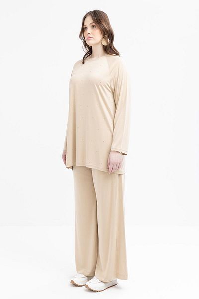 ALLDAY Beige-Stone Printed Lycra Large Size Tunic
