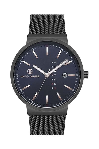 DAVID GUNER Gun Coated Blue Dial Men's Wristwatch Dg-8240Gc-V3