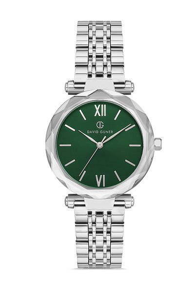 DAVID GUNER Women's Wristwatch Dg-8183La-A10 with Silver Coated Green Dial