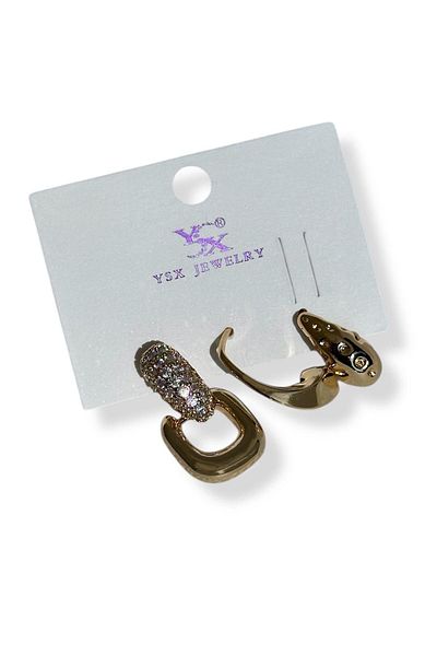 TAKIŞTIR Gold Color Stone Detailed 3-Piece Ysx Earring Set