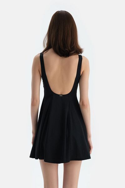Dagi Black Square Collar Dress Swimsuit