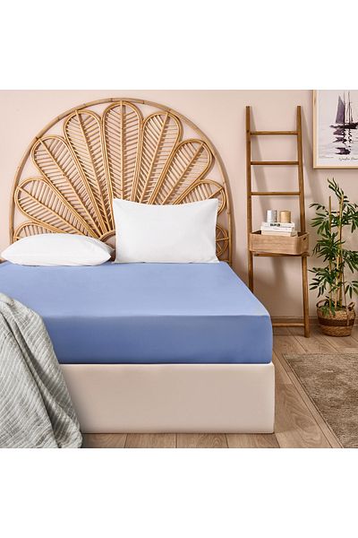 Evidea Soft Single Fitted Sheet - Blue - 120X200 cm