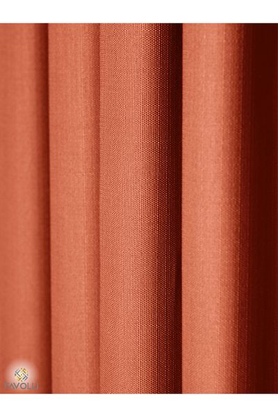 FAVOLLİ Brick Color Pleated Linen Textured Background Curtain