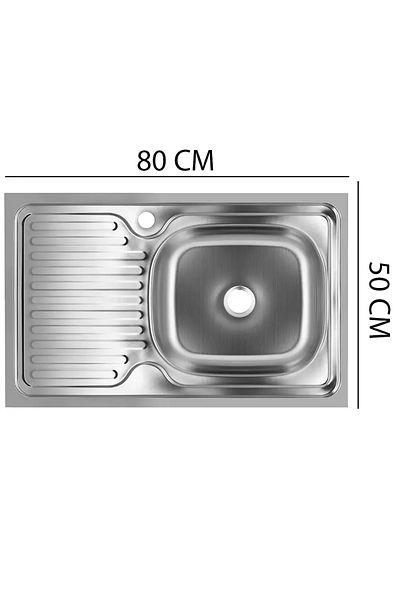 SANITEC Chiuveta bucatarie Sanitec S416D, pentru masca, finisaj satinat, cuva dreapta, 80x50cm, Inox