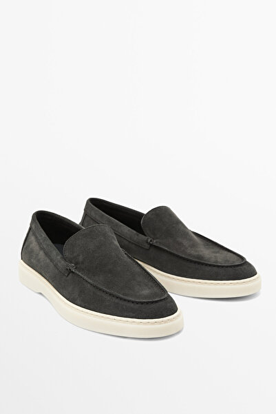 Massimo Dutti Burnu dikişli kalın süet deri makosen