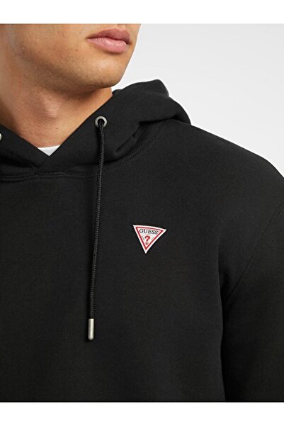 Guess Мъжки черен емблематичен суичър
