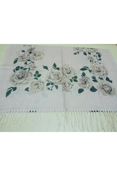 hoaryage Elegant Vivid Rose Pattern Cotton Shawl with Tassels, Prayer Cover 1...