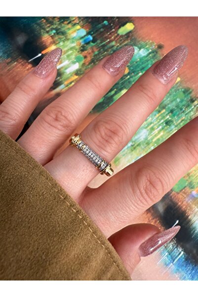 Pinery Jewels VIP SERİ - Silindir Zirkon Taşlı Alttan Ayarlamalı Kadın Yüzük