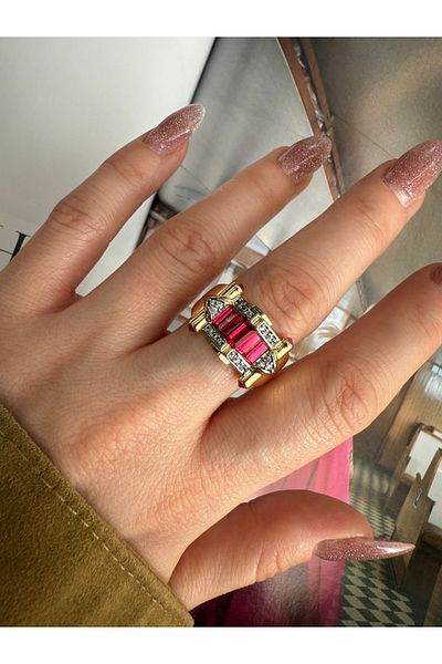 Pinery Jewels Vip Series - Baguette Stone Bottom Adjustable Women's Ring
