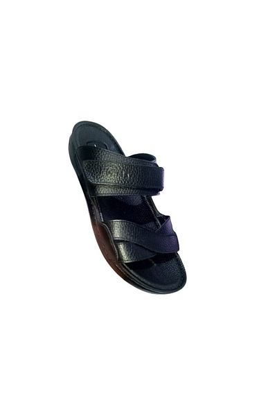 Handmade Handmade Leather Slippers for Men - Genuine Leather, Orthotic Insole, Suitable for Heel Pain and Diabetics