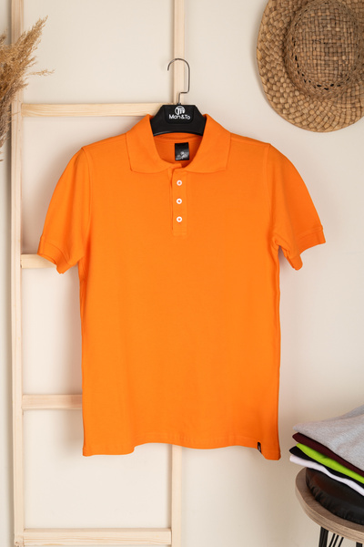 MAN&TO Men's Orange Polo Neck T-Shirt – 100% Cotton, Stylish and Comfortable,...