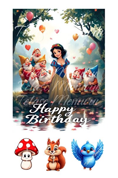 telaşe memuru زينة كعكة سنو وايت - صورة كعكة وطباعة - ورق عيد ميلاد سنو وايت ...