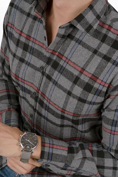 Etikmen Ανδρικό πουκάμισο Smoked Red Line Slimfit Lumberjack