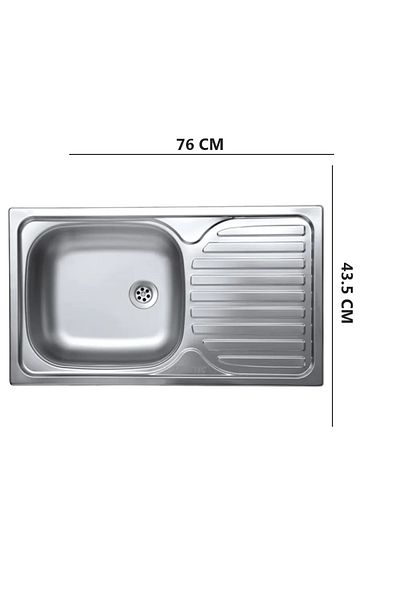 SANITEC Chiuveta bucatarie Sanitec C403S, pentru blat, finisaj satinat, cuva stanga, 76x43,5cm, Inox