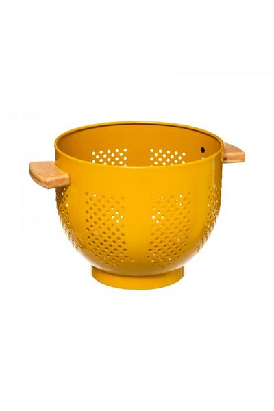 FİVE Metal Colander With Handles, Modern Color Yellow, 22 Cm
