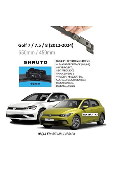 SKAUTO VW Golf 7 / 7.5 / 8 Ön Cam Muz Silecek Takımı (2012-2024)