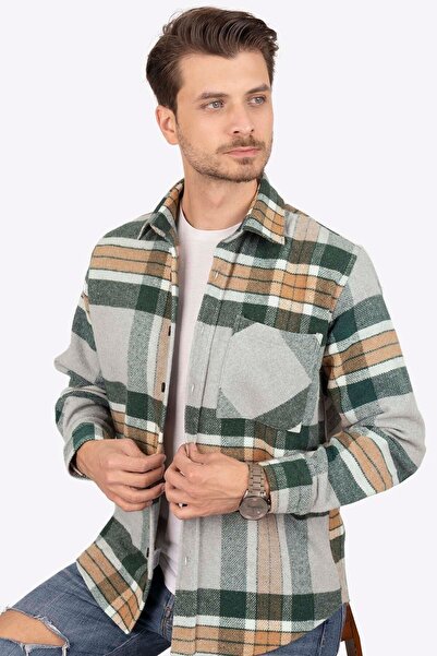 Etikmen Szürke-zöld átmenet fakitermelő férfi ing díszdobozban