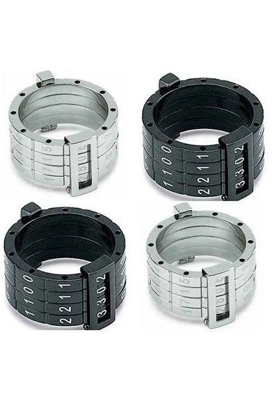 vogutima White V Black Color Date Swatch Lover Wife Steel Wedding Ring