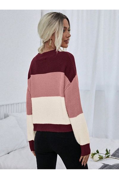 Dier Moda Pulover de damă oversize cu dungi, pulover cu dungi