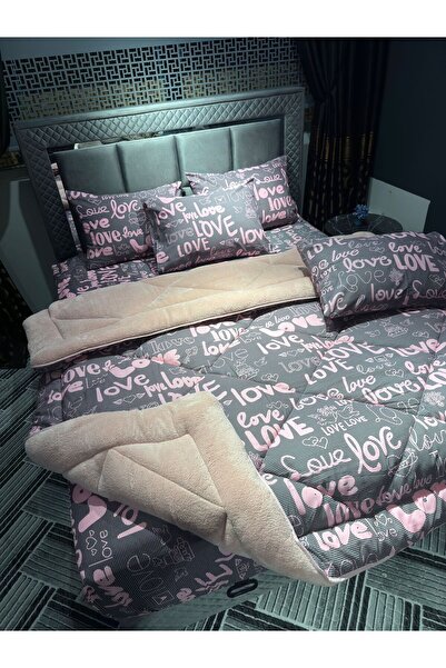 Violacasa Double Welsoft Pufidik Sleeping Set (WITH RUBBER LEAFS) Powder Love