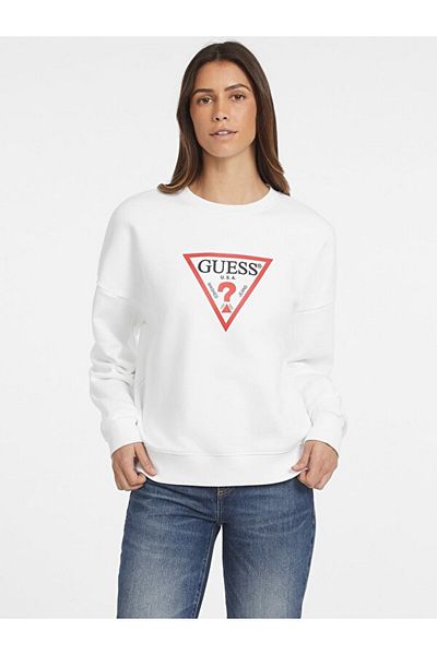 Guess Hanorac GJ CN OS ICONIC pentru femei - alb