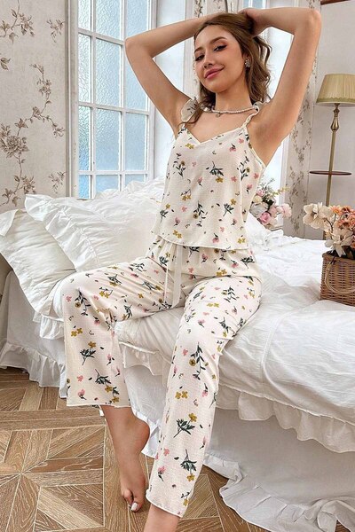 Merry See Özel Örme Kumaş Askılı Pijama Takımı