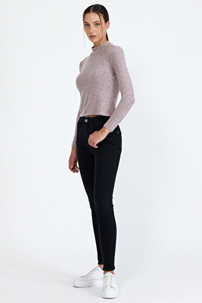 ZACHARIUZ Fuşya Kısa Boğazlı Uzun Kollu Vücudu Saran Body 0132