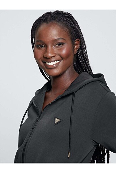 Guess OLYMPE FULL ZIP HOOD női fekete tréningruha felső V4YQ06KCAY2-JBLK