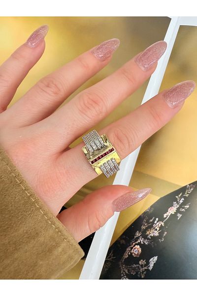 Pinery Jewels Vip Series - Ruby Stone Bottom Adjustable Women's Ring