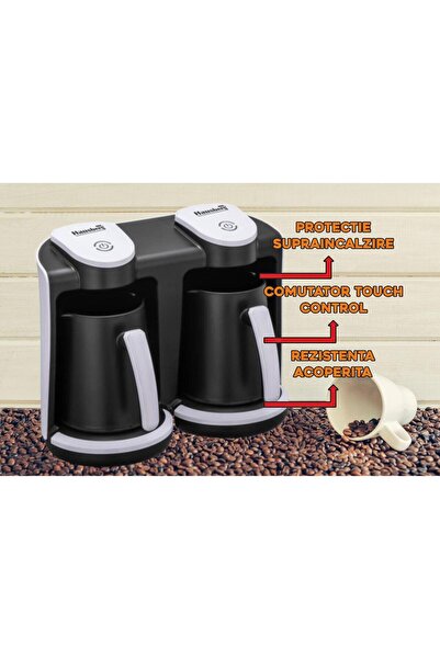 Hausberg Turkish coffee maker HB-3820AB, 2 containers, 400+400 W, White/Black