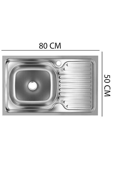 SANITEC Chiuveta Bucatarie S416s, Pentru Masca, Finisaj Satinat, Cuva Stanga, 80x50cm, Inox