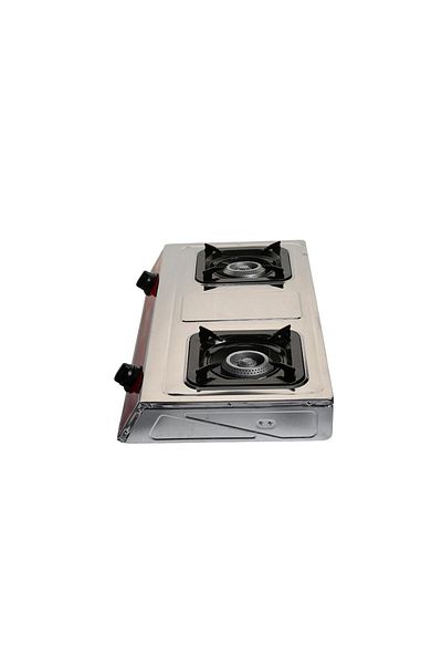 ertone Gas Stove With 2 Burners Mn204prm, Piezo Ignition With Protective System, LPG Cylinder, Enameled, Stainless Steel