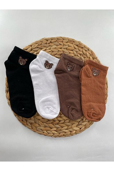 DoDe Flora Women's Ankle Length Soft Teddy Bear Patterned Booties Socks 6 Pairs Esinti