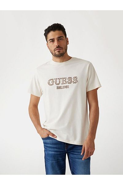 Guess تي شيرت رجالي Ss Cn Embro