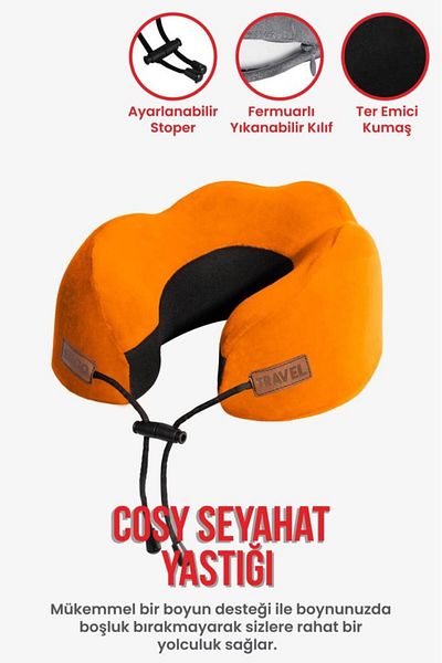 Viscofoam Orthopedic Turkme Travel Pillow - Visco Neck Support |   Orange Ergo Travel