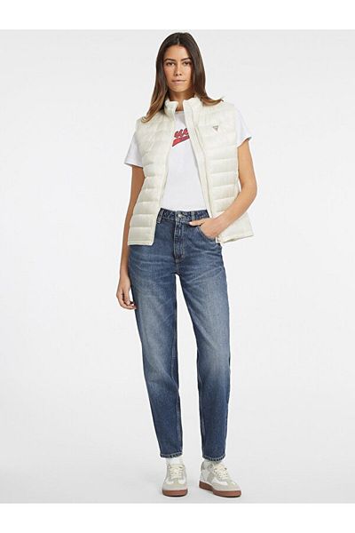 Guess Jeans Women's Nylon Iridescent Cream Inflatable Vest
