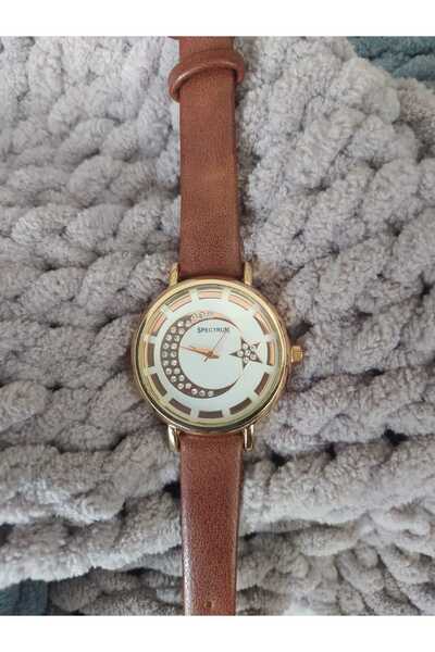 emrestore Ay Yıldızlı Türk Bayraklı deri kordon kadın kol saati