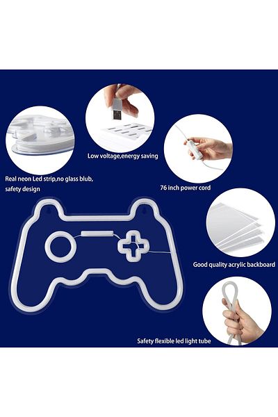 COOYA Gamepad Neon Sign, Gaming Controller Lights for Bedroom Game Room Gaming Wall Party Decoration