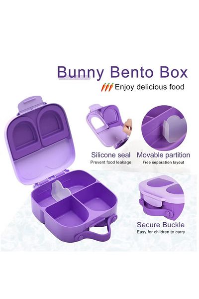COOYA 1400ml Bento Lunch Box, 3 Compartment Leakproof Lunch Container, Sandwich Bento Box for Girls Boys