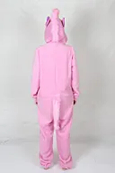 Saatistan Yetişkin Pembe Unicorn Kostüm Rahat ve Eğlenceli Pijama Takımı