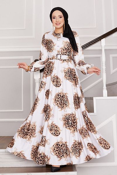 EBRUTESETTÜR Leopard Detailed Hijab Dress