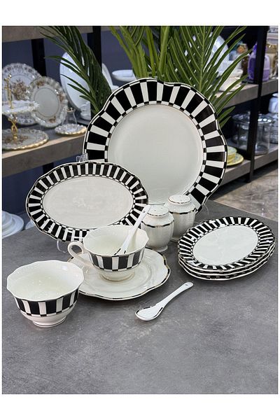 Doğudeko Royking Porcelain Piano 42 Piece Breakfast Set