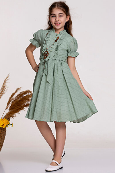 SÜSLÜ PİNK KİDS KIZ ÇOCUK BAYRAMLIK  GÜNLÜK ELBİSE