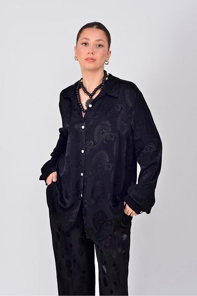 Park Moda Cămașă din satin cu model covor SN300 LOVA