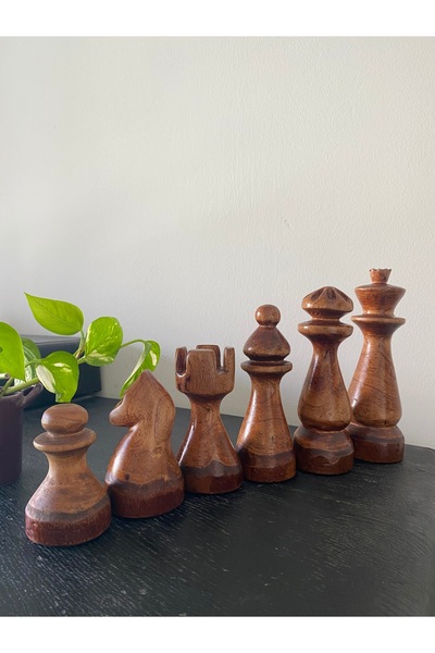heraklia sanat El Yapımı Doğal Ahşap Satranç Takımı