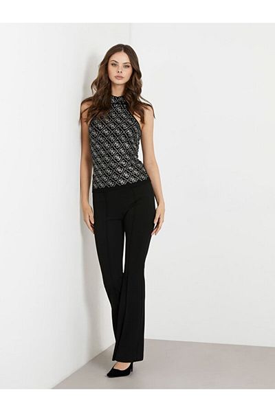 Guess Pulover negru normal cu gât polo pentru femei W4RR57Z2YK2-JBLK