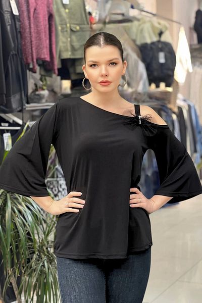 aytemas Boat Neck Ribbon Detailed Blouse