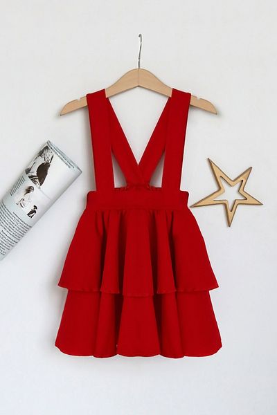Parla Kids Rochie pentru fete Helen Red Strappy cu șireturi în straturi 23 aprilie