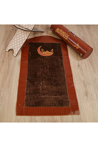 İkranur Молитвен килим с бродерия и кожена тапицерия, чанта от МДФ, подарък з...